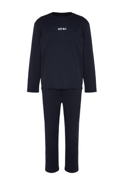 TRENDYOL MAN Lacivert Regular Fit Bask?l? Orme Pijama Tak?m? TMNAW24PT00005 - Trendyolmilla фото 14