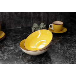 Тарелка глубокая Доляна «Морской мир», 540 мл, d=18 см, керамика, жёлтая