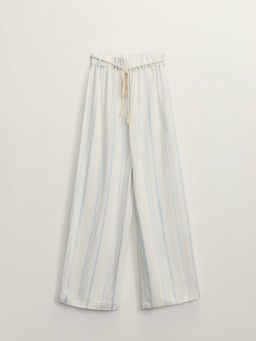 Прямые брюки из вискозы и льна в полоску / Zarina  фото 7