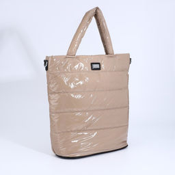 Сумка-тоут на молнии, наружный карман, длинный ремень, цвет бежевый - Simaland фото 3