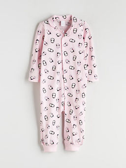 G?mlek Yaka Uzun Kollu Bask?l? K?z Bebek Tulum