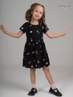 Платье Лето тюльпаны на черном