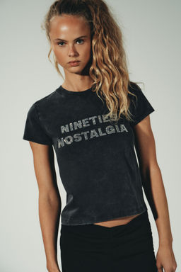 WASHED SLOGAN T-SHIRT - Zara фото 2