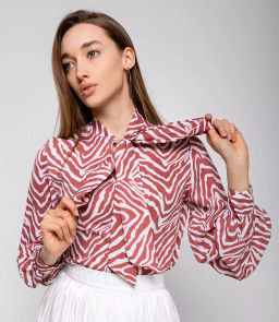 Блуза #БШ1723, пудровый,белый