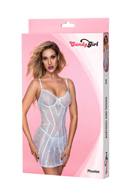 Комбинация и стринги Candy Girl Phoebe белые, OS  фото 4