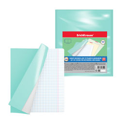 АКЦИЯ Цена за 1 шт. Набор пластиковых обложек ErichKrause Fizzy Pastel Mint для тетрадей и дневников, 212х347мм, 100 мкм (пакет 10 шт.)