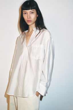 CAMISA SATINADA OVERSIZE / Blanco - Zara фото 6