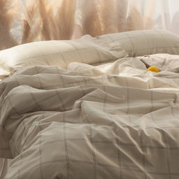 Постельное бельё Этель дуэт Cage: beige, 143х215 см-2шт, 215х240 см, 50х70+3 см-2 шт, мако-сатин, 114г/м2 фото 2
