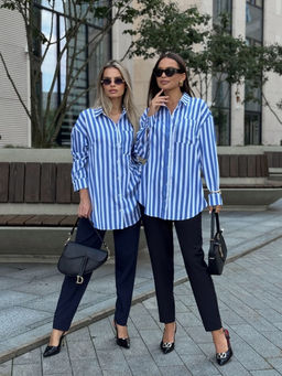 Блуза DilanaVIP 2099/1 голубая полоска - Dilana vip фото 4