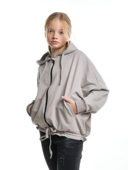 Толстовка на молнии с капюшоном 22-7640 серый - Mini maxi фото 15