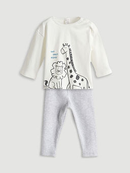 Z?rafa Bask?l? Erkek Bebek Ti??rt ve Tayt 2li