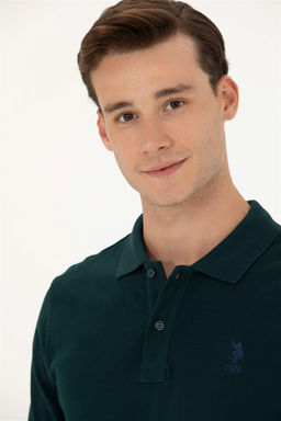 U. S. Polo Assn Мужская темно-зеленая базовая толстовка с воротником поло - U.s. polo assn фото 2