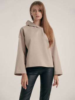 CONTE Оversize-худи на флисе с вышивкой True LD 1366 light cappuccino