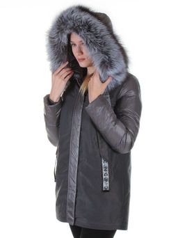8179 DK. GRAY Пальто женское с натуральным мехом Jarius - Fashion фото 2