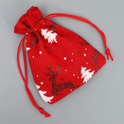 Цена за 5 шт. Мешочек подарочный холща Новогодняя пора, олени, 10 х 12 см +/- 1.5 см - Дарите счастье фото 5