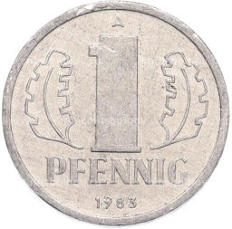 Монета 1 пфенниг 1983 года Восточная Германия (ГДР)