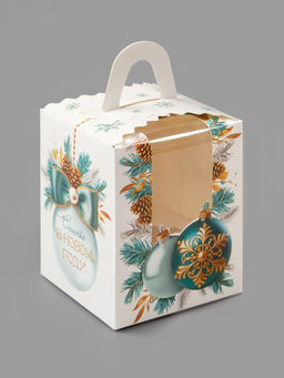 Цена за 5 шт. Складная коробка под один капкейк «Новый год: Снежные шары», 9×9×11 см