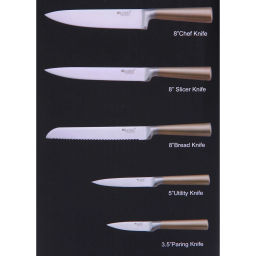 Набор ножей "SHEF" 6предметов (5ножей+подставка), золотая ручка