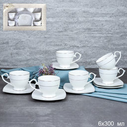 Чайный набор 12 предметов 300 мл на ножке / GA2-12G /уп 8/ костяной фарфор - Галеонтрейд фото 12