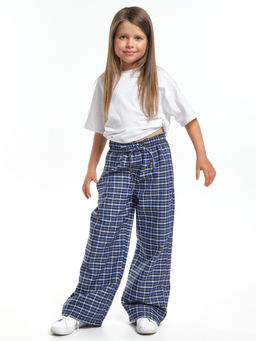 Брюки палаццо спортивные штаны для девочки одежда в клетку UD 7942 св.синяя клетка - Mini maxi фото 4