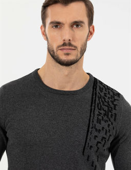 Gri Melanj Slim Fit Bisiklet Yaka Triko Kazak - Pierre cardin фото 2