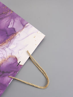 Пакет подарочный ламинированный «Мрамор», фиолетовый с бантиком, 32×25×11 см