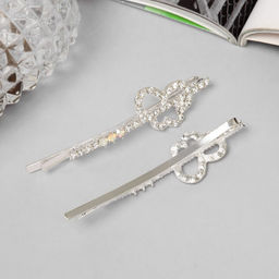 Цена за 2 шт. Невидимки для волос «Эбба», набор 2 шт., бабочка, 6 см, серебро