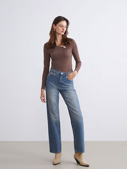 Straight Fit Kad?n Jean Pantolon
