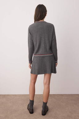 Antrasit Yumusak Dokulu H?rka-Bluz-Etek Triko Tak?m TWOAW26AU00015 - Trendyolmilla фото 4