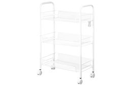 Этажерка многофункциональная 3-х ярусная 44,5*25,5*63,5 см Белая на колесиках, металлическая - Elan gallery фото 4
