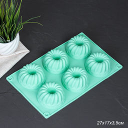 Форма для выпечки 6 ячеек силиконовая/ KJ-546 /уп 144/27,5*17/d=7/h=3/0.115/мятный