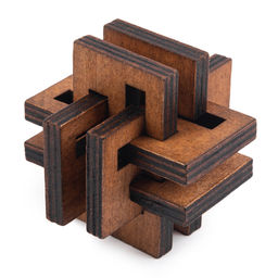 DELFBRICK DLS-21 Головоломка деревянная 1 шт 2-й сорт Двойной крест 6 элемент