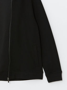 Kolej Yaka Uzun Kollu Erkek Fermuarl? Sweatshirt