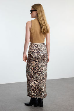 TRENDYOLMILLA Kahverengi Leopar Animal Bask?l? Beli Lastikli Maxi Kalem Etek TWOAW25ET00124  фото 5