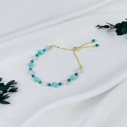 Браслет (Вишудха) регулируемый из Аквамарина, Апатита и Амазонита