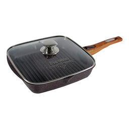 Сковорода-гриль квадр. 26*26 см со съемной ручкойи стекл. крышкой АП "Premium" (violet) арт. с066904 /МЕЧТА/