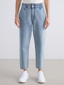 Beli Lastikli Mom Fit Kad?n Jean Pantolon