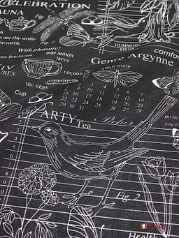 Рогожка Флора и фауна цв.черный, ш.1.5м, хлопок-100%, 165гр/м.кв