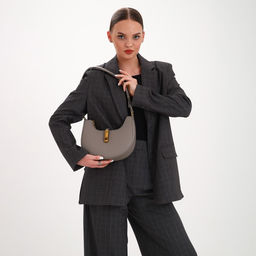 Сумка женская багет TEXTURA на молнии, 24×6×14 см, серая