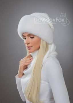 Комплект Ника норка трикотаж белая косынка