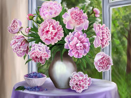 Вышивка крестиком 40х50см, Пионы