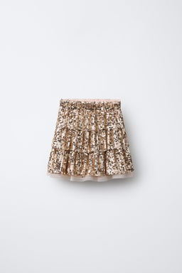 RUFFLED SEQUIN SKIRT