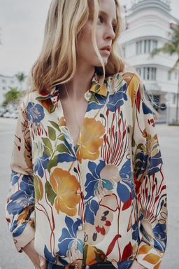 PRINTED SATIN BLOUSE - Zara фото 2
