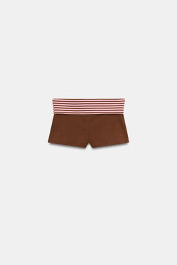 SHORTS MINI CINTURA RAYAS / Marr?n - Zara фото 7