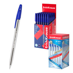 Цена за 50 шт. Ручка шариковая ErichKrause R-301 Stick Classic 1.0, цвет чернил синий (в коробке по 50 шт.)