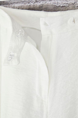 Trendyolmilla Beyaz Dokulu Wide Leg/Genis Paca Ince Kumas Astarl? Pantolon TWOSS25PL00113  фото 7