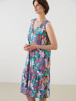 V Yaka ?i?ekli Elbise