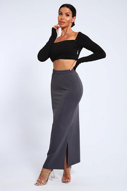 Юбка, футер (01056, черный макси) - Плиона фото 46