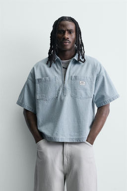 POLO BOXY FIT LAVADO RAYAS / Azul claro - Zara фото 2