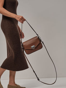 Сумка кожаная через плечо Azaro 3684 темный орех